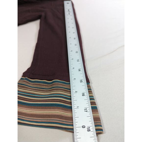 Covington Petite M Layered Look Top Brown Striped Collar Cuffs V Neck Rayon - Picture 7 of 11